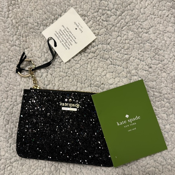 New Kate Spade Laurel Way Glitter Card Holder / Keychain Wallet / Coin Purse - Picture 1 of 4